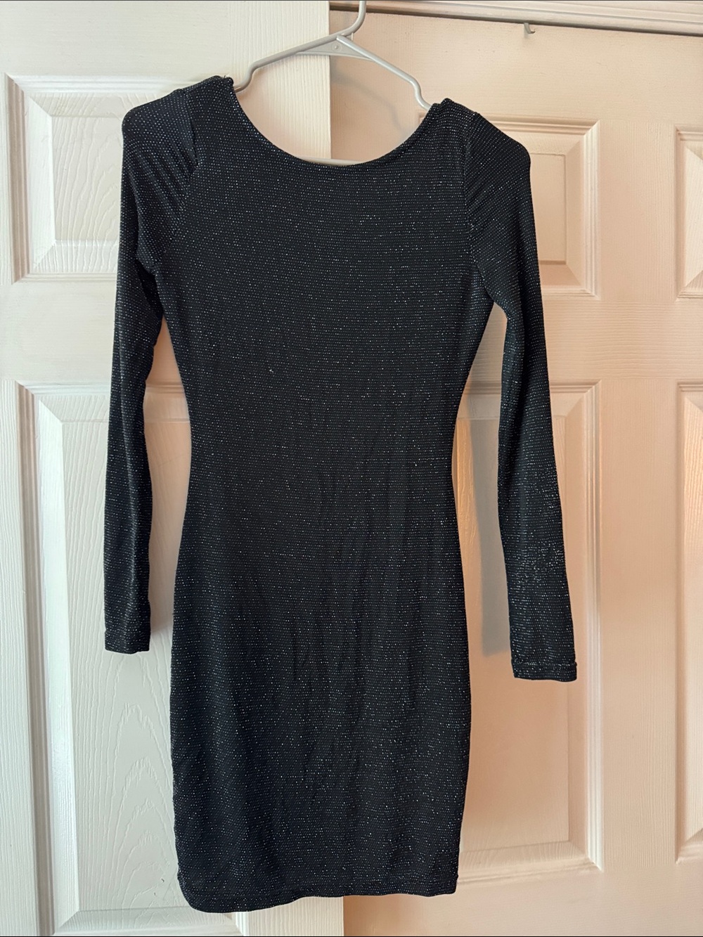 Lulus Women’s Black Sparkle Long Sleeve Bodycon Dress Size Medium